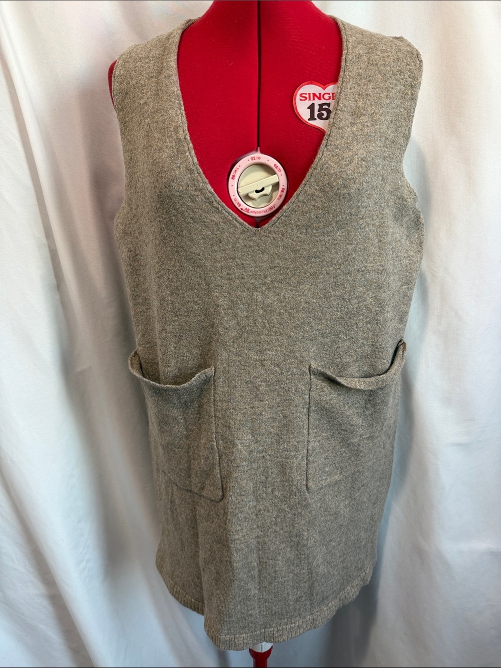 Men's V-Neck Sleeveless Sweater Tunic in Gray